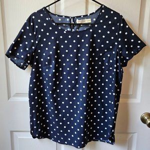 Faded Glory Polka Dot Blouse Size Large